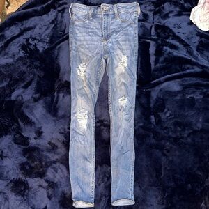 Hollister Blue Skinny Jeans with Distressed Details